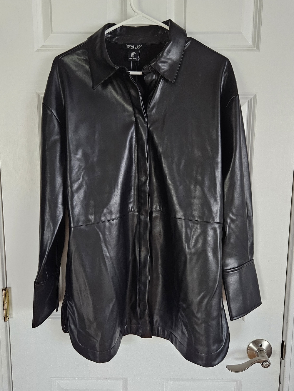 Rachel Zoe Black Faux Leather Button-Front Jacket